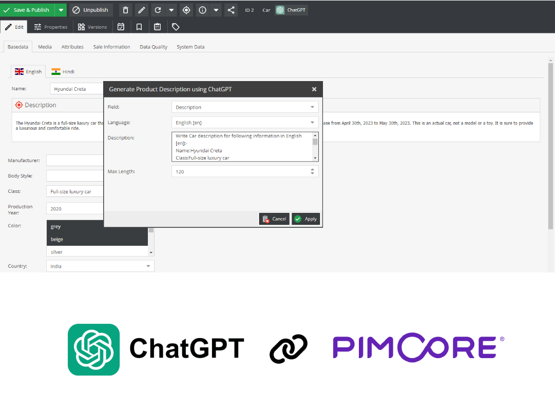 Pimcore - ChatGPT Integration