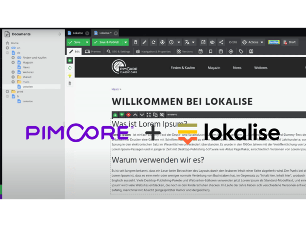Pimcore - Lokalise Integration