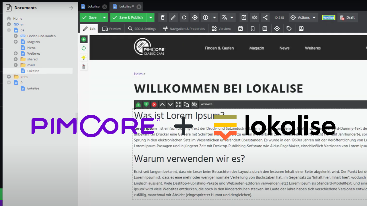 Pimcore - Lokalise Integration